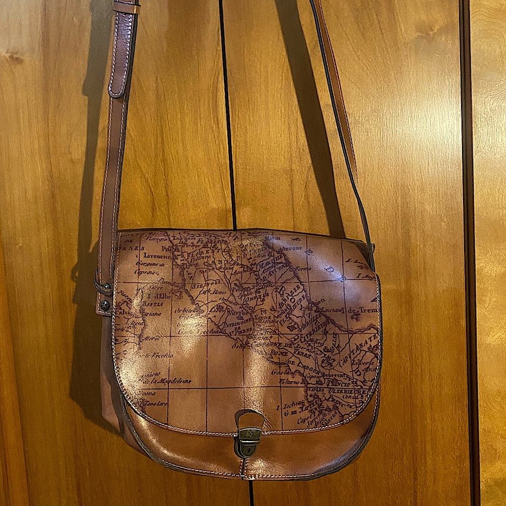Patricia Nash Large Leather Map Saddlebag